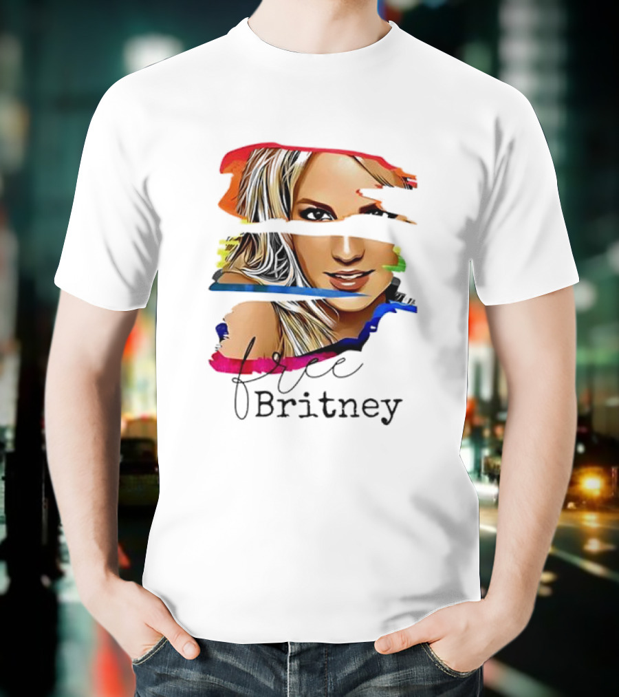 "Free Britney Spears Colorful Streak Portrait" T-Shirt