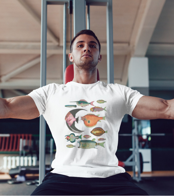 Fugly Fish Large Moon And Colorful Creatures T-Shirt