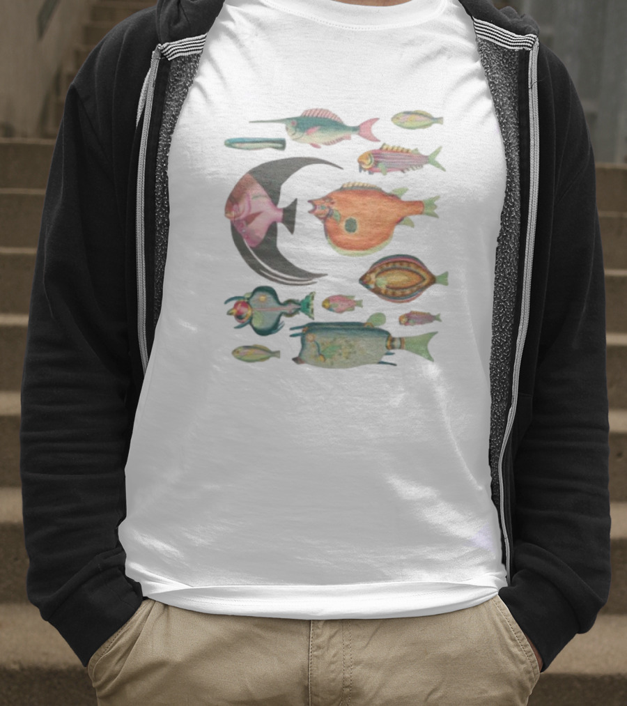 Fugly Fish Large Moon And Colorful Creatures T-Shirt