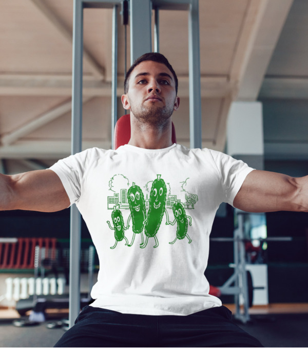 Vintage Pickle Family With Cityscape Background Vintage T-Shirt