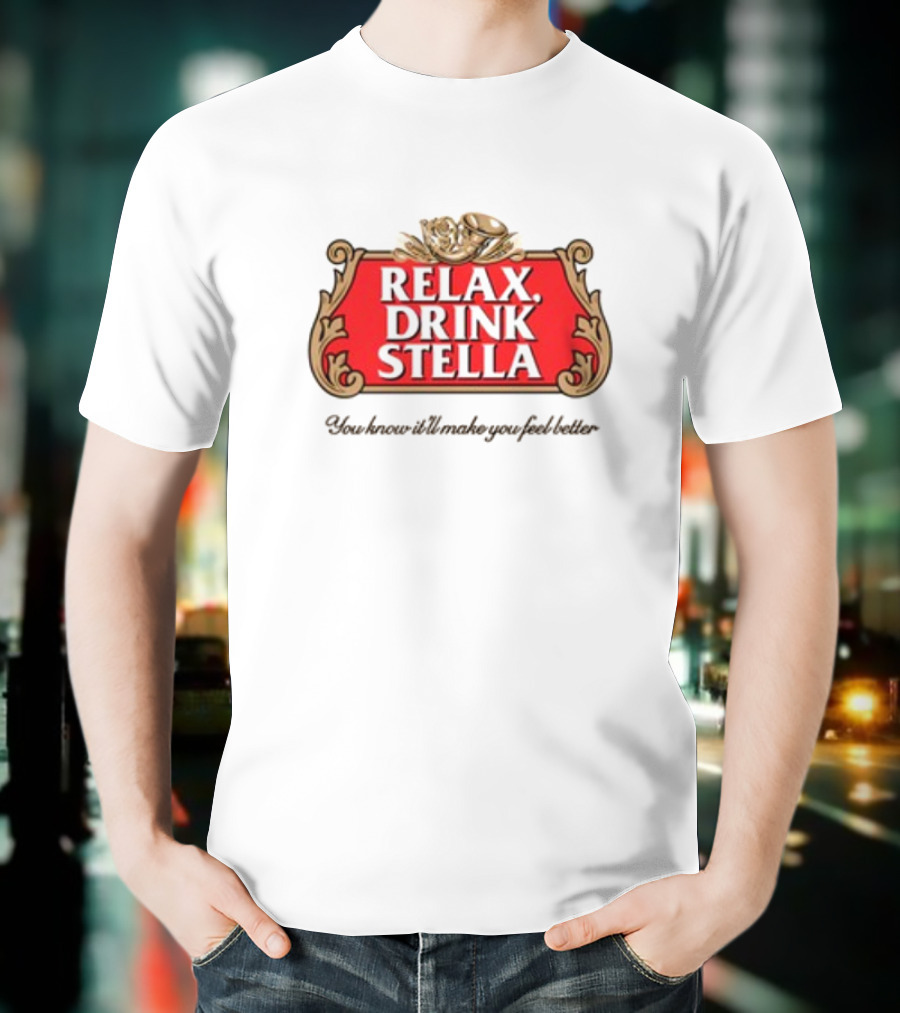 Houseofharry Relax Drink Stella Belgian Beer Inspired Crest T-Shirt