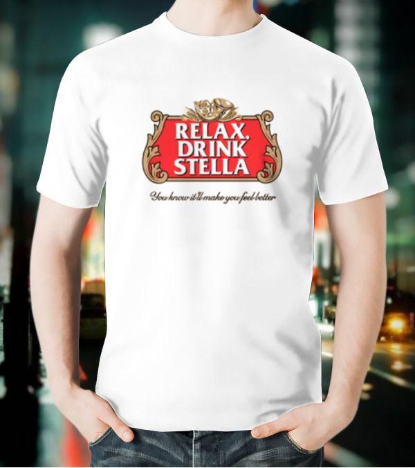 Houseofharry Relax Drink Stella Belgian Beer Inspired Crest T-Shirt