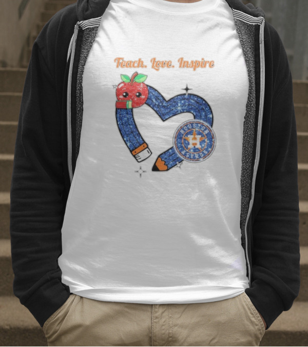 Teach Love Inspire Houston Astros Apple Heart T-Shirt
