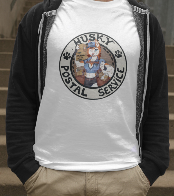 Husky Postal Service Amazoo Paw Print Circle T-Shirt