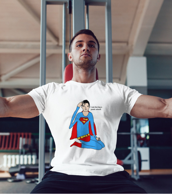 Superhero Costume Nervous Expression "I Am Having A Super Panic Attack" T-Shirt