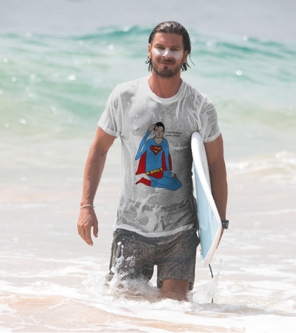 Superhero Costume Nervous Expression "I Am Having A Super Panic Attack" T-Shirt