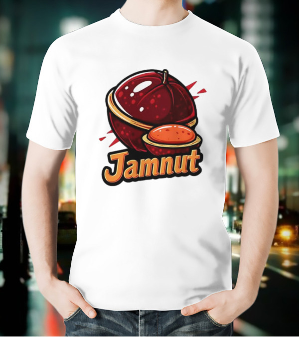 Jamnut Bold Fruit Style Text And Iconic Split Shell Nut T-Shirt