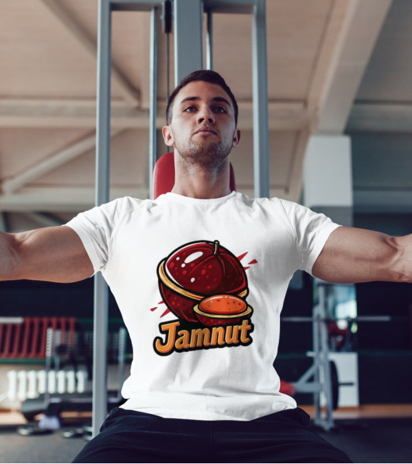Jamnut Bold Fruit Style Text And Iconic Split Shell Nut T-Shirt