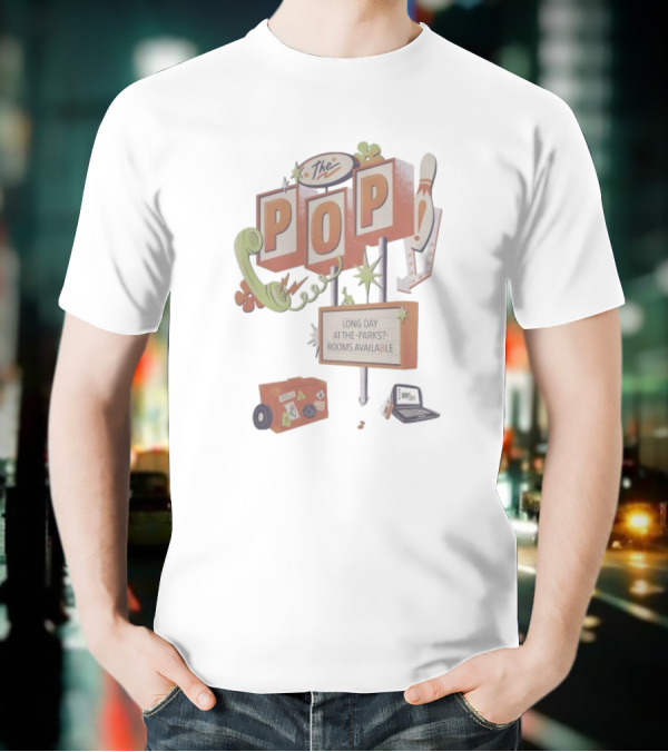 The Pop Long Day At The Parks Rooms Available Retro Sign With Bowling And Telephone Elements T-Shirt