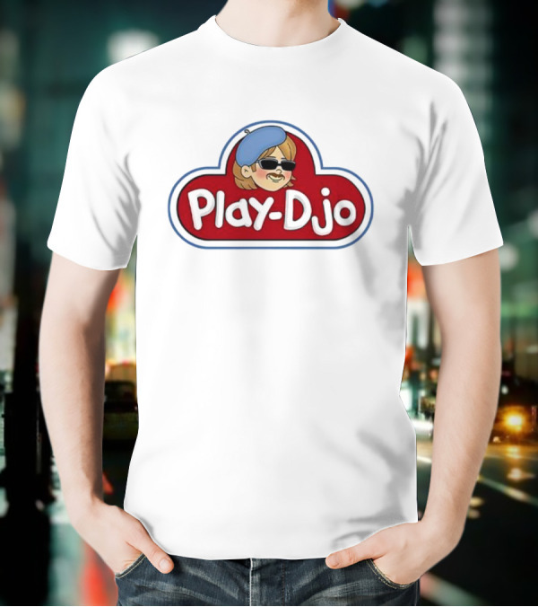 Play-Djo Joe Keery Character Illustration With Blue Beret T-Shirt