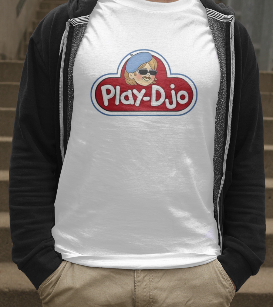Play-Djo Joe Keery Character Illustration With Blue Beret T-Shirt