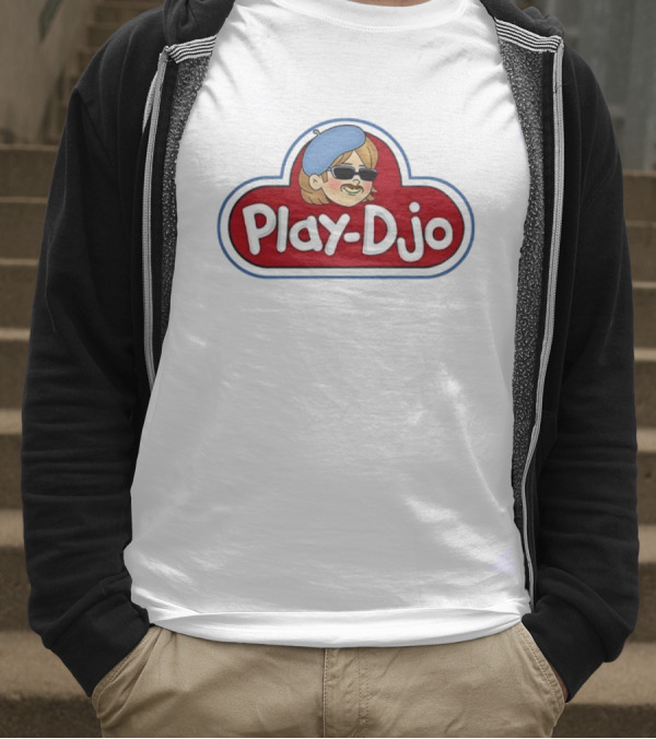 Play-Djo Joe Keery Character Illustration With Blue Beret T-Shirt