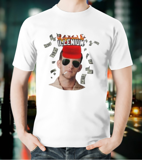 Illenium Flaming Cap Smoking Dollar Bills 2025 T-Shirt