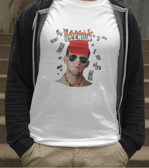 Illenium Flaming Cap Smoking Dollar Bills 2025 T-Shirt