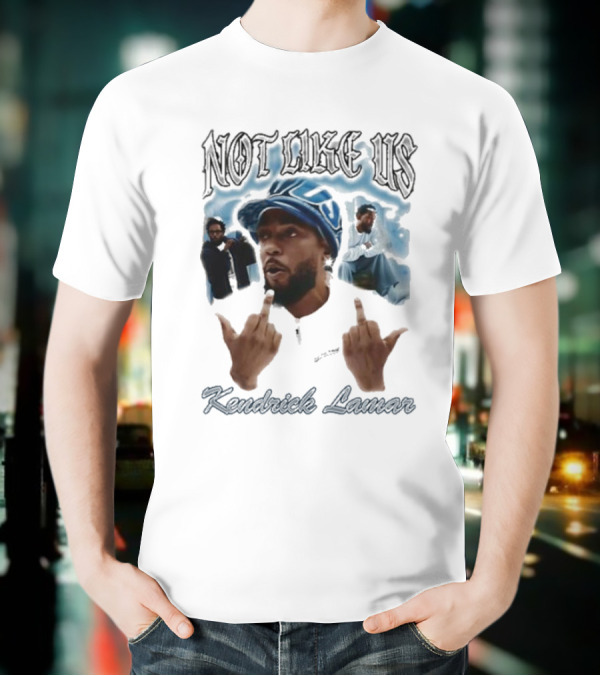 Not Like Us Kendrick Lamar Middle Finger Pose Blue Cap T-Shirt