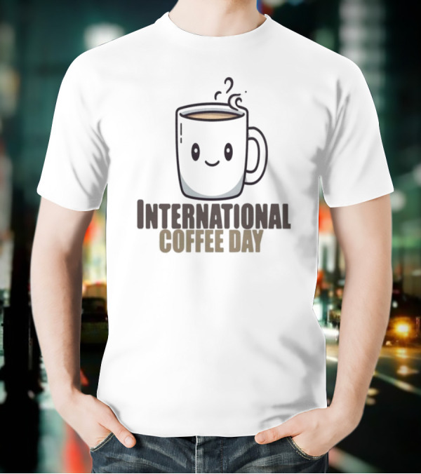 International Coffee Day Smiling Graphic T-Shirt