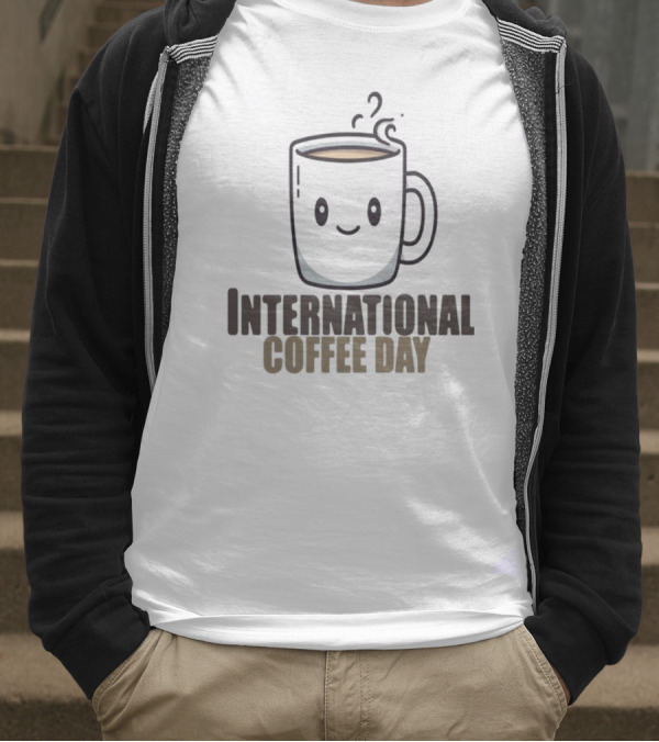International Coffee Day Smiling Graphic T-Shirt