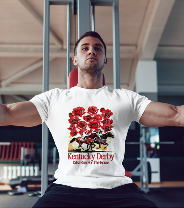 Kentucky Derby 151st Run For The Roses With Horses And Red Roses T-Shirt