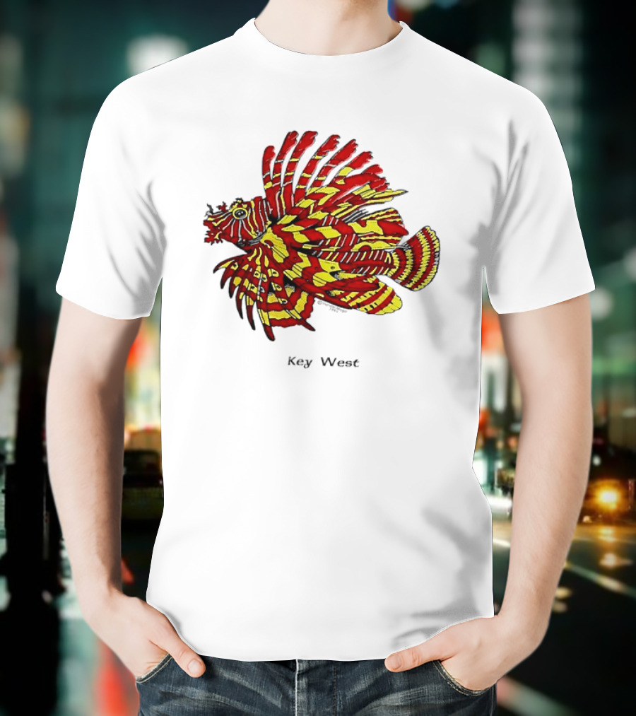 Key West Vibrant Red Yellow Lionfish T-Shirt