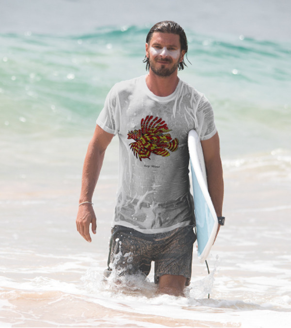 Key West Vibrant Red Yellow Lionfish T-Shirt