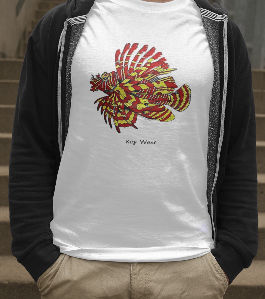 Key West Vibrant Red Yellow Lionfish T-Shirt