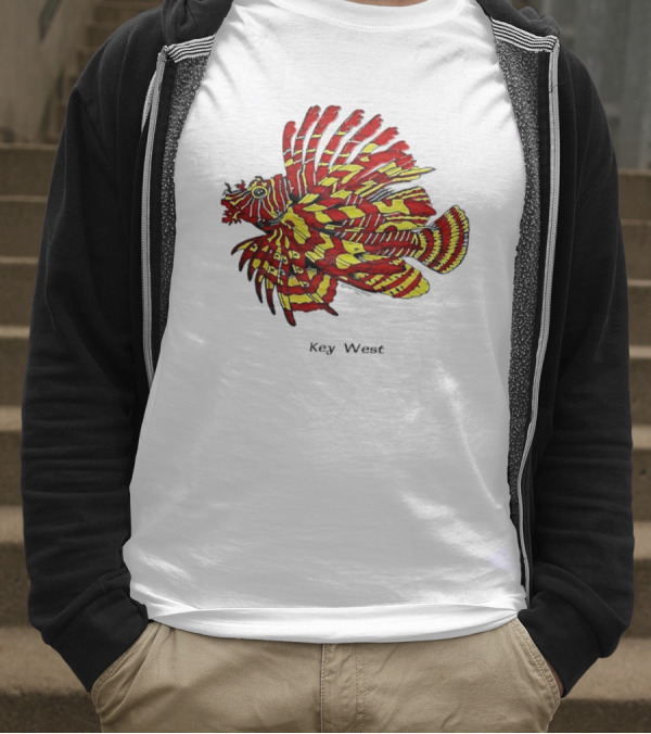 Key West Vibrant Red Yellow Lionfish T-Shirt
