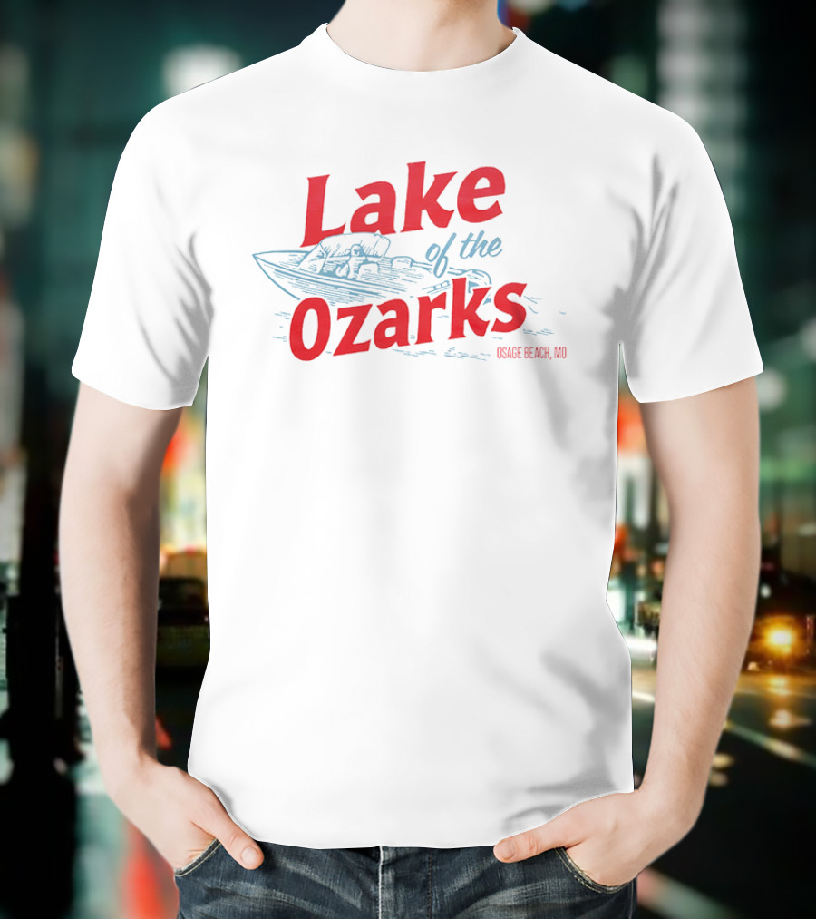 Lake Of The Ozarks Osage Beach MO Retro Boat Illustration T-Shirt