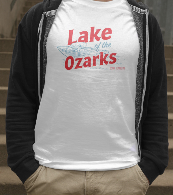 Lake Of The Ozarks Osage Beach MO Retro Boat Illustration T-Shirt