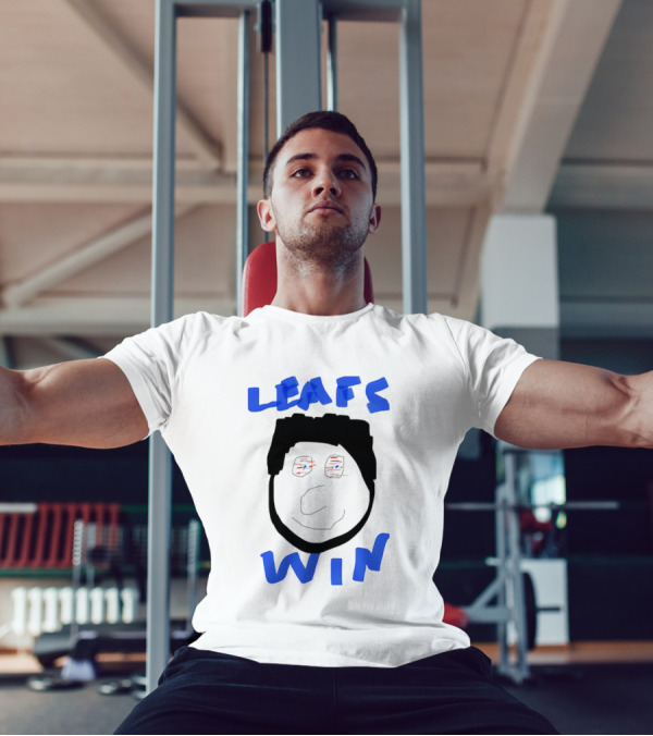 Leafs Win Fun Face Drawing With Blue And Red Accents T-Shirt