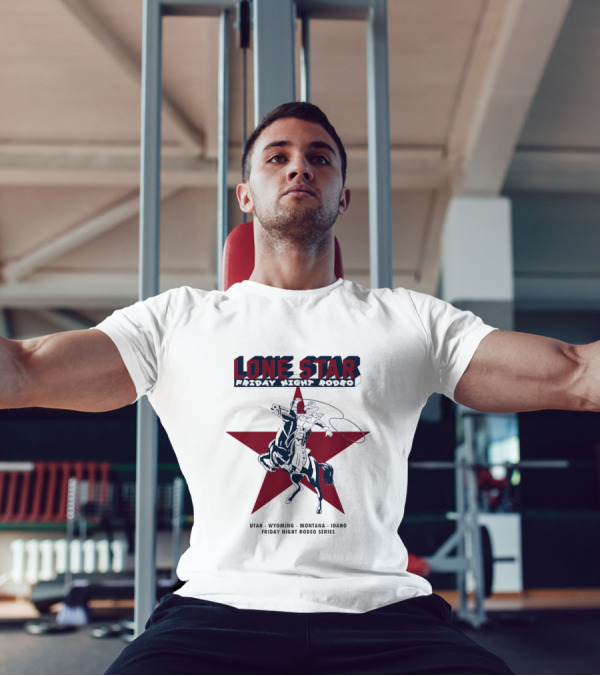 Lone Star Friday Night Rodeo Cowboy Lasso And Red Star T-Shirt