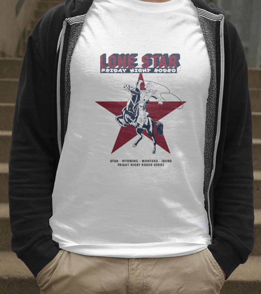 Lone Star Friday Night Rodeo Cowboy Lasso And Red Star T-Shirt