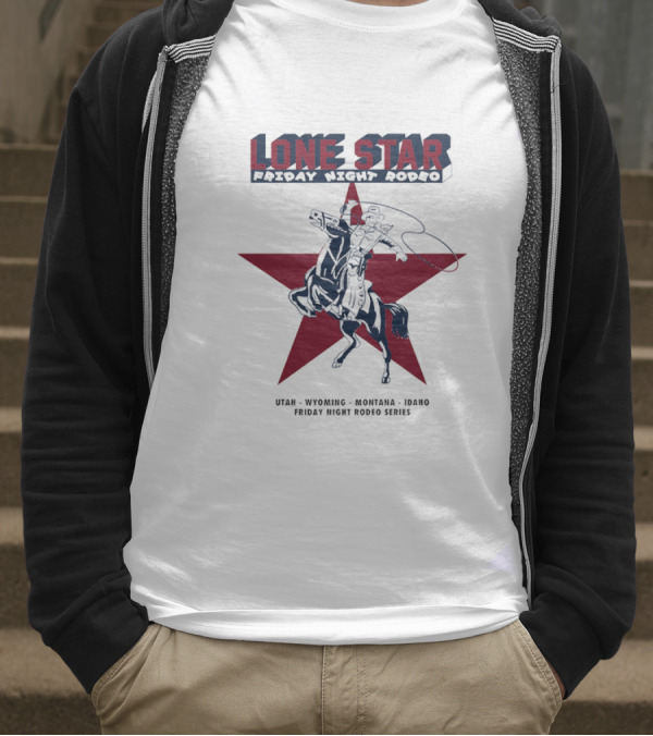 Lone Star Friday Night Rodeo Cowboy Lasso And Red Star T-Shirt