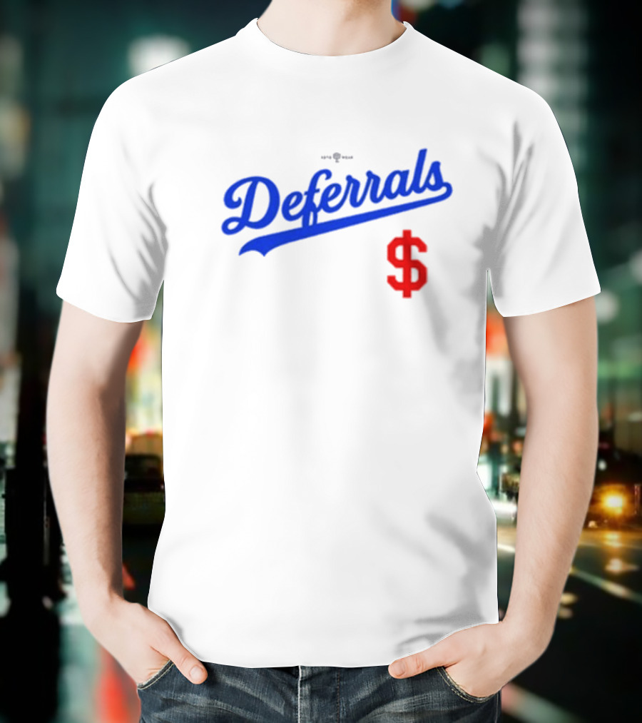 Los Angeles Dodgers Deferrals Dollar Sign Icon In Team Style T-Shirt