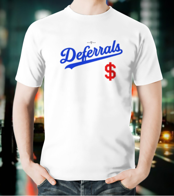 Los Angeles Dodgers Deferrals Dollar Sign Icon In Team Style T-Shirt