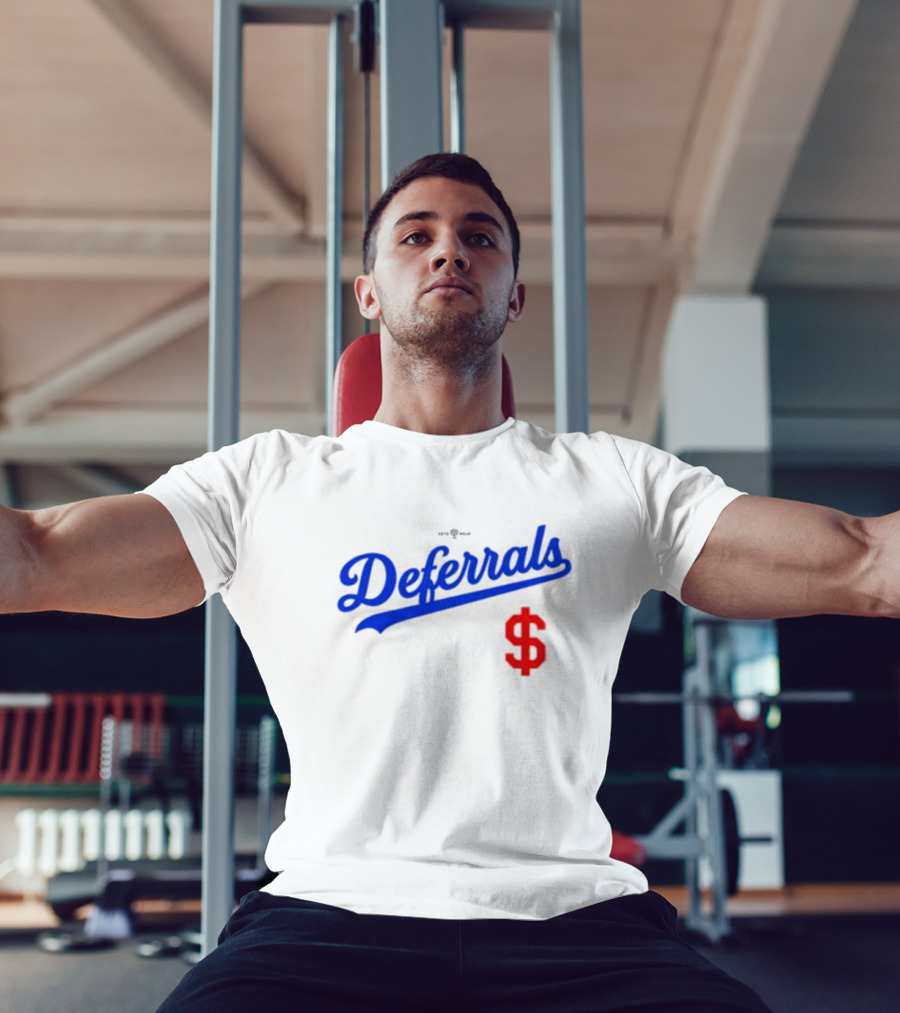 Los Angeles Dodgers Deferrals Dollar Sign Icon In Team Style T-Shirt