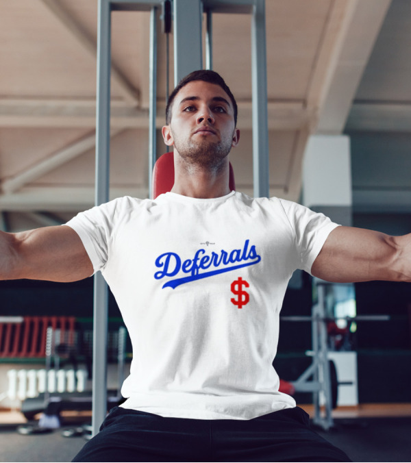 Los Angeles Dodgers Deferrals Dollar Sign Icon In Team Style T-Shirt