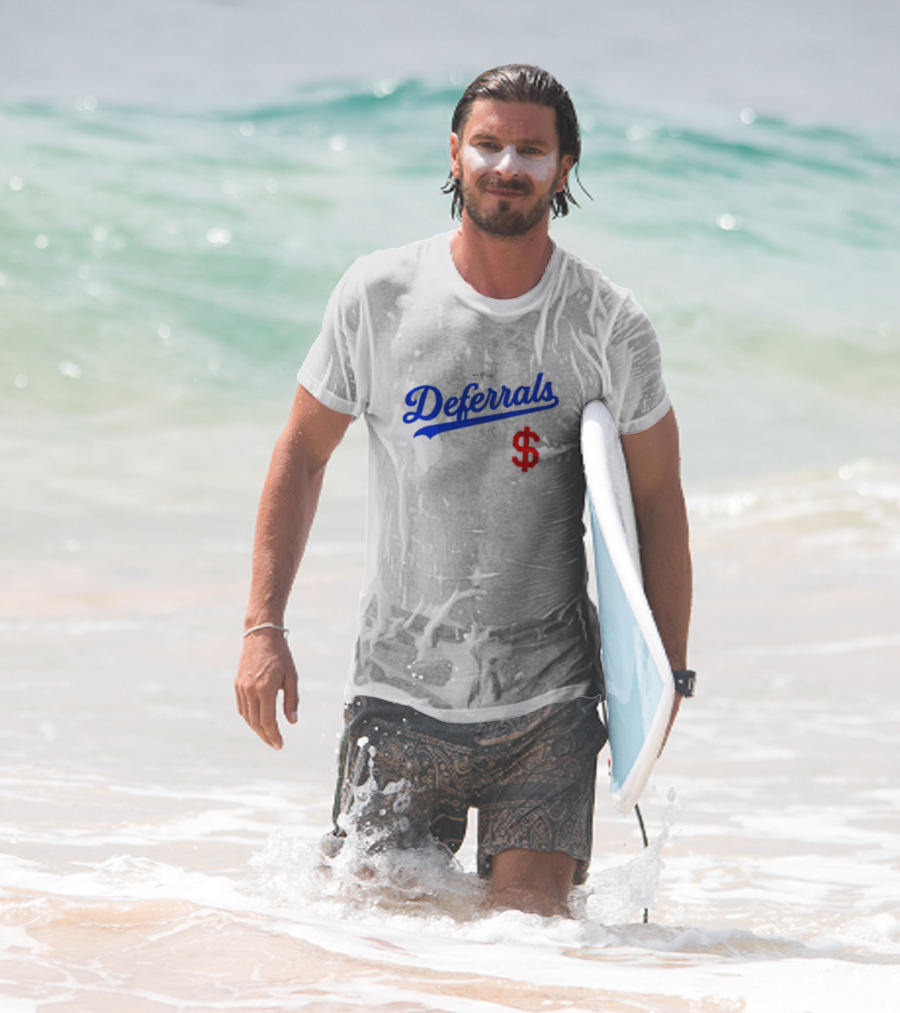 Los Angeles Dodgers Deferrals Dollar Sign Icon In Team Style T-Shirt