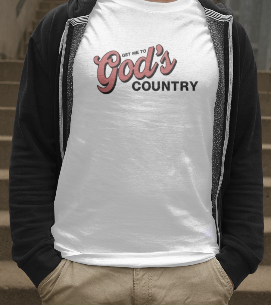 "Morgan Get Me To God's Country Text Design In Bold Red Font" T-Shirt