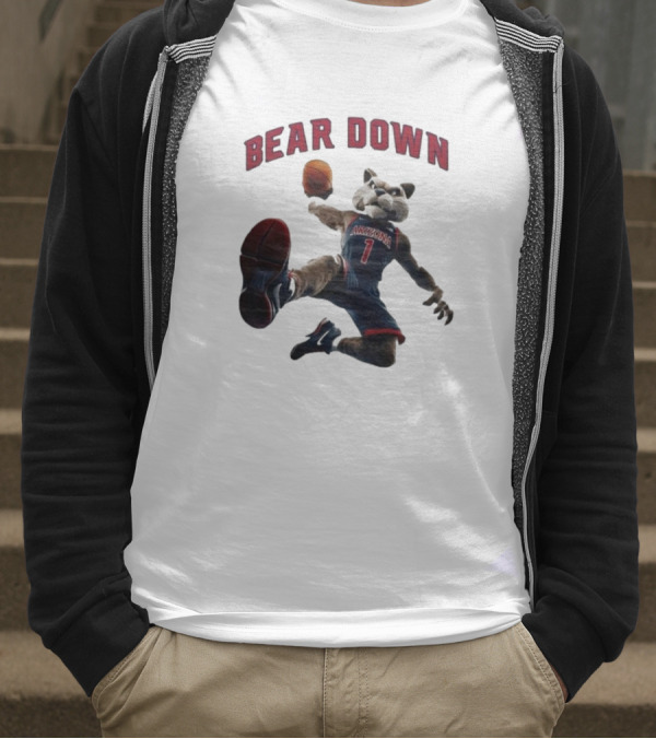 Bear Down Arizona Wildcats 2025 Mascot Basketball Action T-Shirt