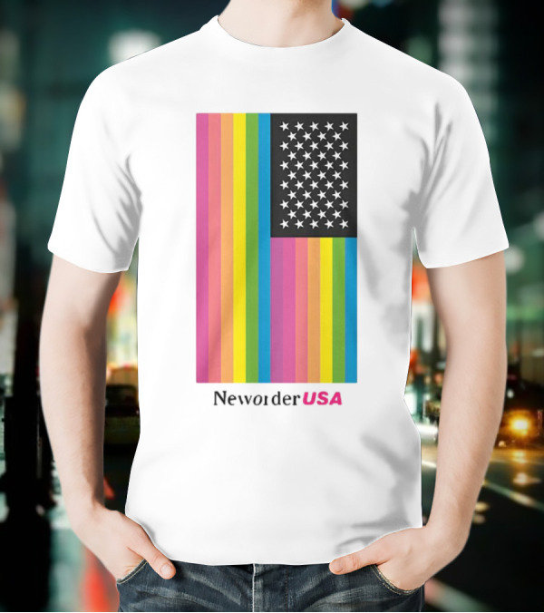 New Order USA Rainbow Flag Stars T-Shirt