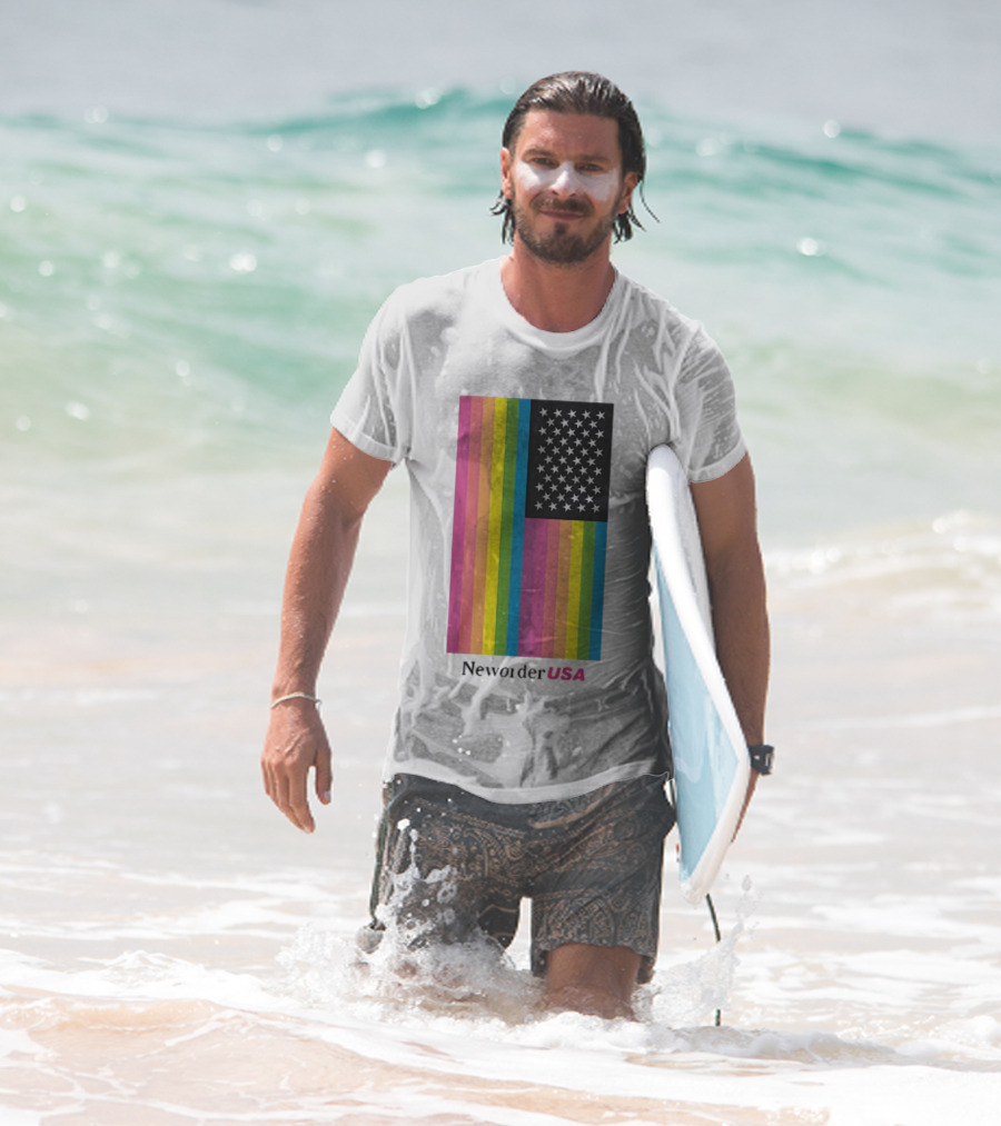 New Order USA Rainbow Flag Stars T-Shirt