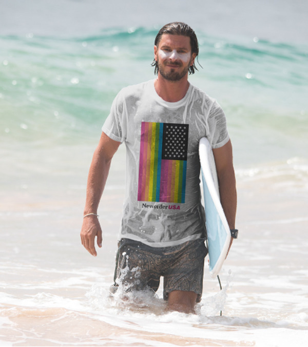 New Order USA Rainbow Flag Stars T-Shirt