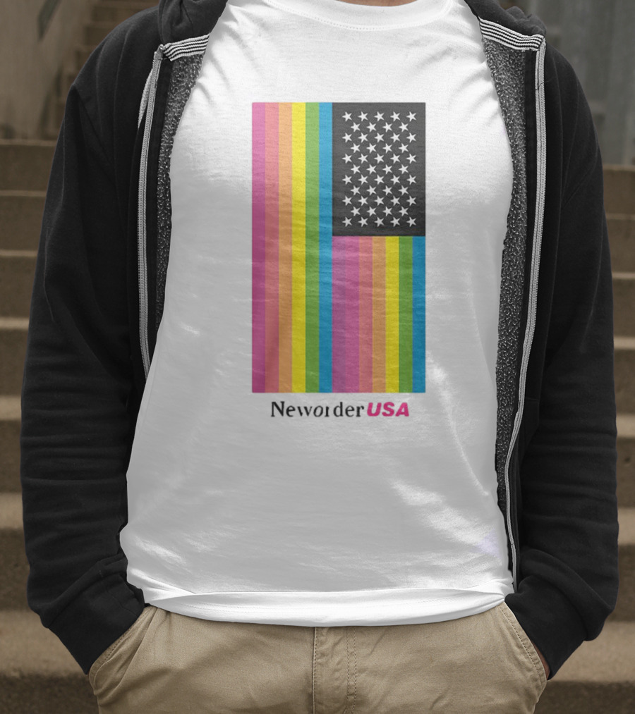 New Order USA Rainbow Flag Stars T-Shirt