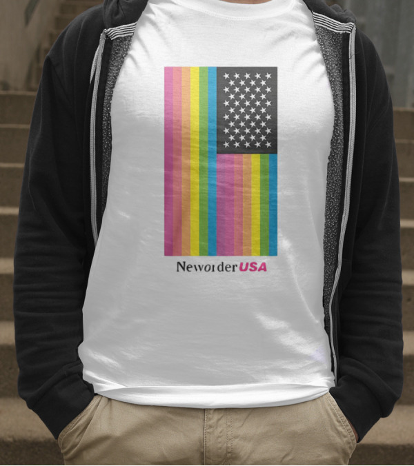 New Order USA Rainbow Flag Stars T-Shirt