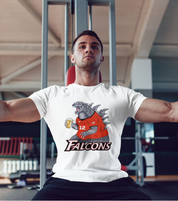 Atlanta Falcons Godzilla Monster Holding Beer T-Shirt