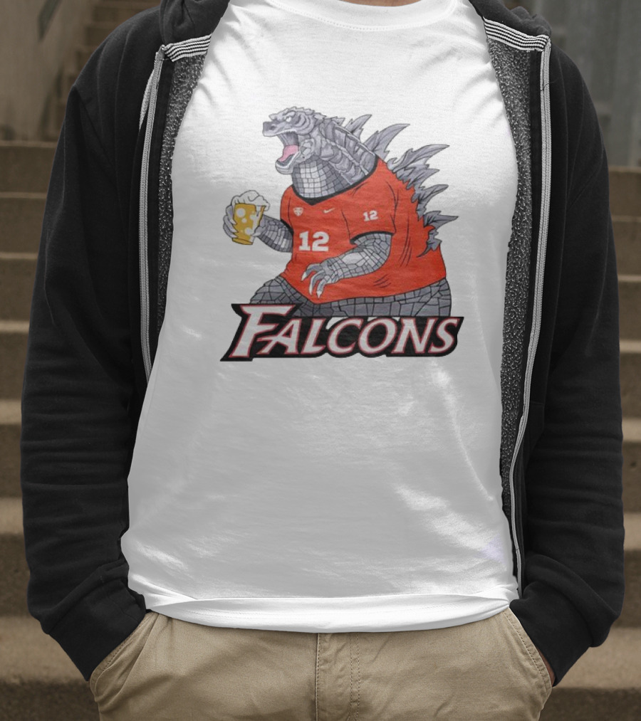 Atlanta Falcons Godzilla Monster Holding Beer T-Shirt