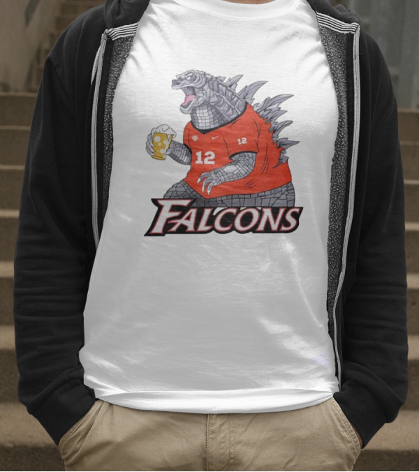 Atlanta Falcons Godzilla Monster Holding Beer T-Shirt