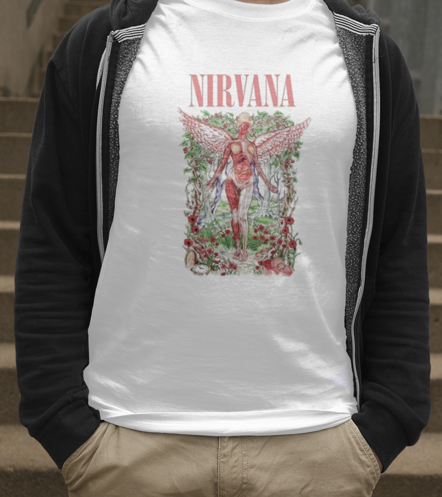 Nirvana In Utero Angel With Red Wings Amidst Wilderness T-Shirt
