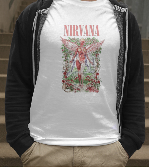 Nirvana In Utero Angel With Red Wings Amidst Wilderness T-Shirt