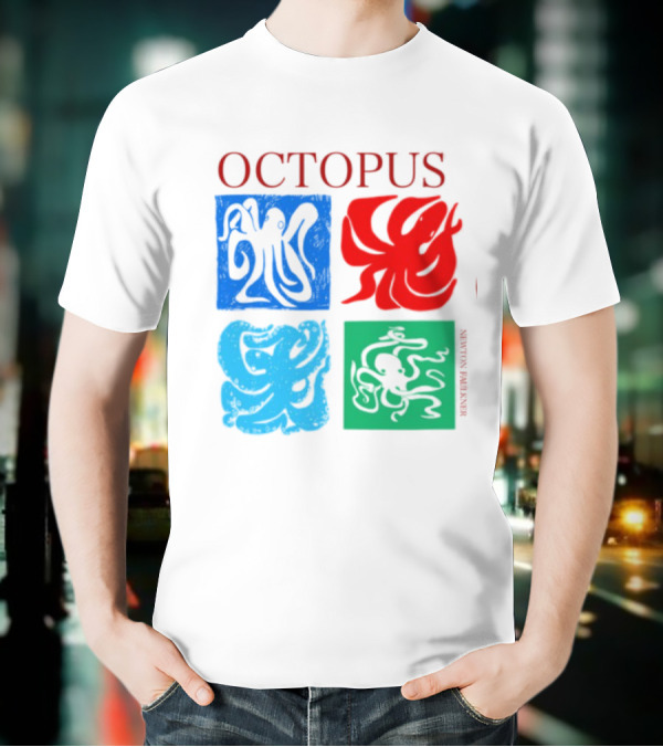 Octopus NewtonFaulkner Four Colored Abstract Squares T-Shirt